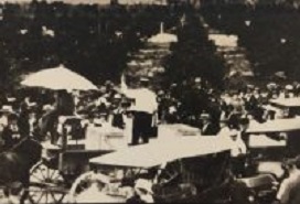 Photo of an Early 20th Century Land Auction in Coral Gables, Florida. The original photograph is on display at the HistoryMiami Museum in Miami, Florida